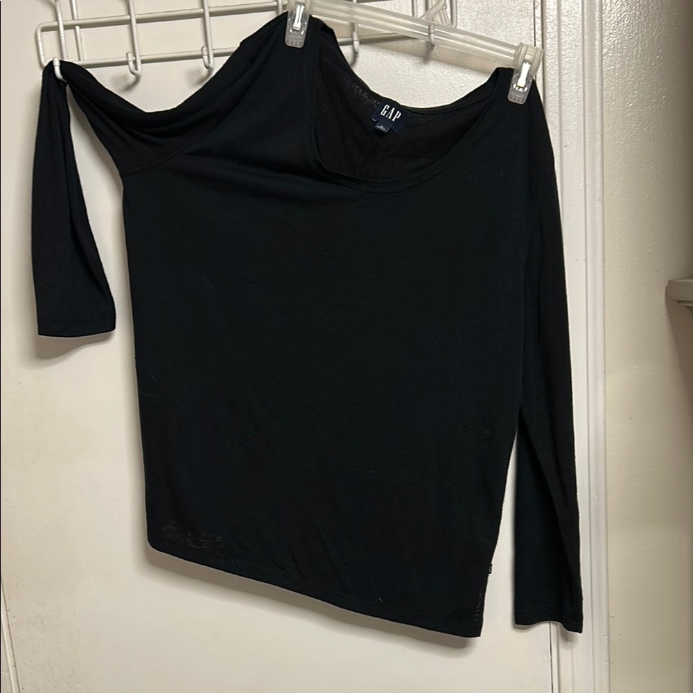 GAP Black Asymmetrical Long Sleeve Top